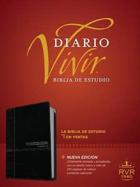 Biblia de estudio del diario vivir RVR60 Piel fabricada negra con índice (NUEVA EDICIÓN)