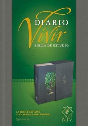 Biblia de estudio del diario vivir NTV Tapa dura tela gris con árbol