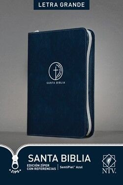 Santa Biblia NTV, Edición zíper con referencias, letra grande imitación piel Azul
