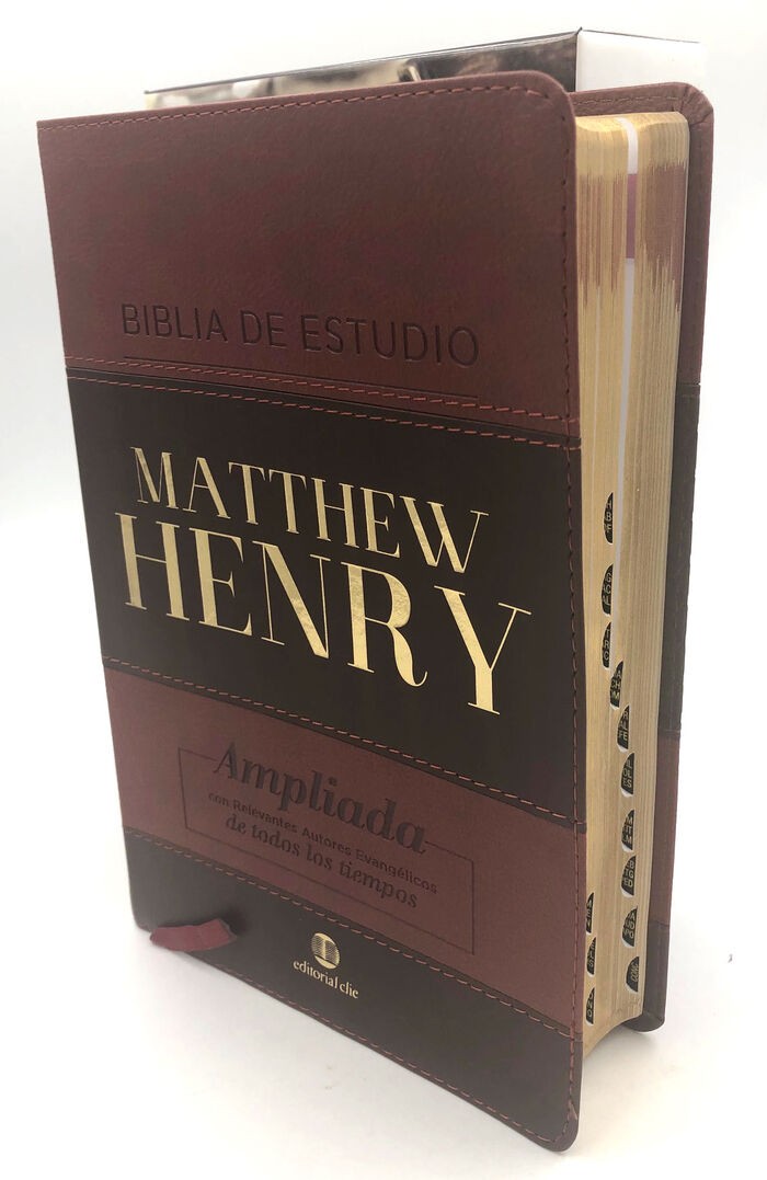 Biblia de estudio Matthew Henry i/piel marrón/marrón con índice