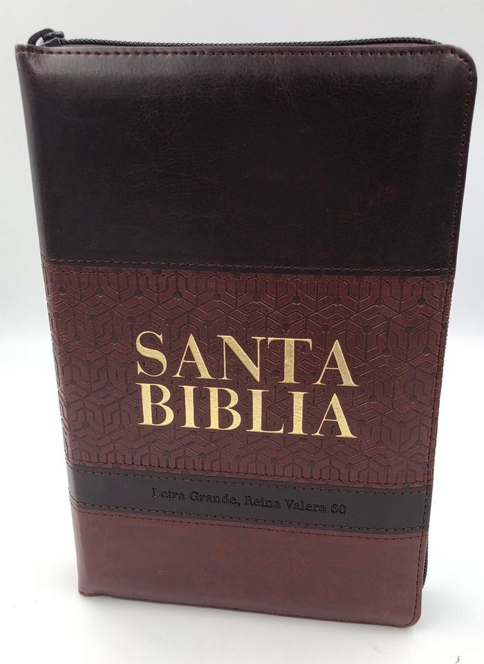 Biblia Reina Valera 1960 letra súper gigante piel italiana cierre/índice marrón/café