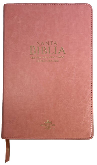 Biblia Reina VAlera 1960 Tamaño manual letra grande 12 puntos i/piel rosa claro