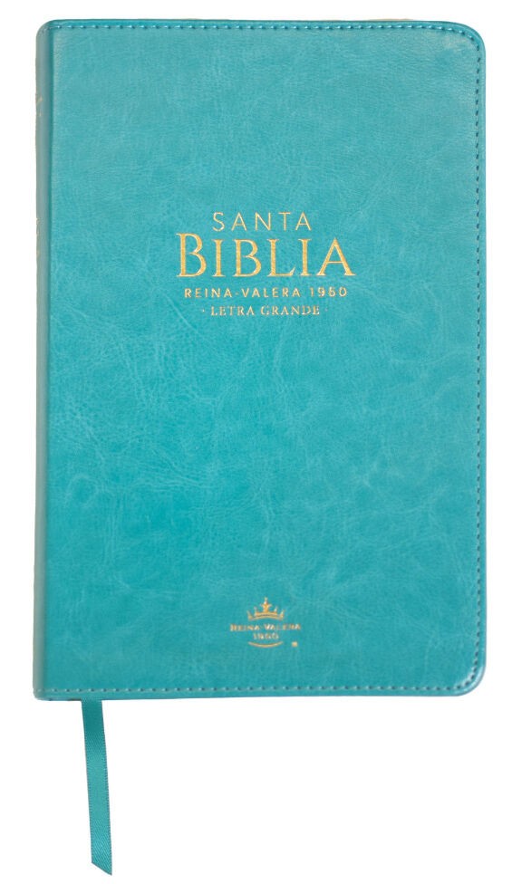Biblia Reina VAlera 1960 Tamaño manual letra grande 12 puntos i/piel turquesa