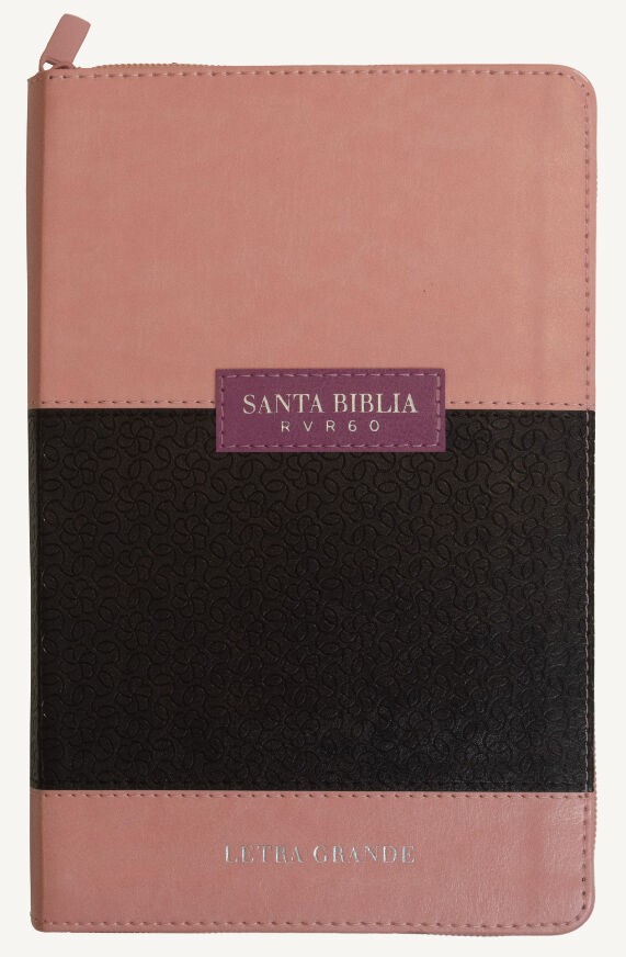 Biblia Reina Valera 1960 tamaño manual letra grande 12 puntos- Imitación Piel rosa/café cierre/ índice. Colección classic ABBA
