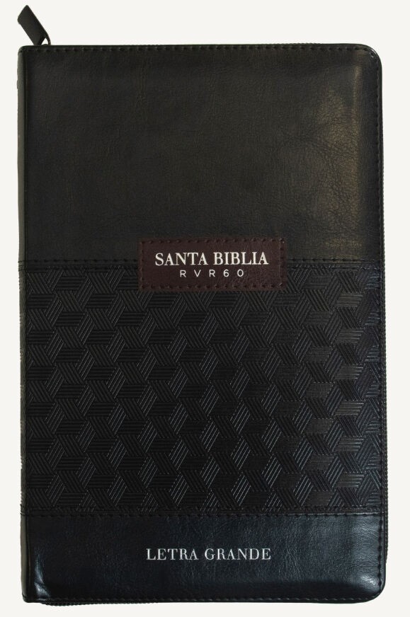 Biblia Reina Valera 1960 tamaño manual letra grande 12 puntos- Imitación Piel negro/negro cierre/índice. Colección classic ABBA
