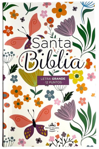 Biblia RVR60 tamaño manual Letra Grande con índice Tapa flex flores mulicolor