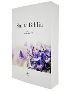 Biblia RVR60 tapa rústica Letra Gigante 14 puntos Mariposa en flores lila