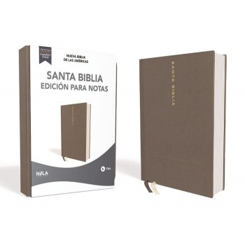 Biblia Letra Grande NBLA Tamaño Manual Tapa Dura tela gris Beige