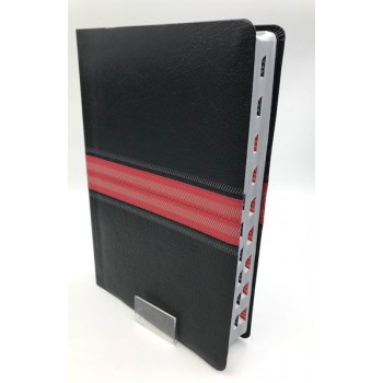 Biblia RVR60 Letra Super Gigante Piel Fabricada Negro/Rojo con indice