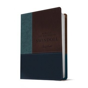 Biblia de estudio Swindoll NTV i /piel marrón azul