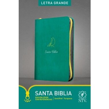 Santa Biblia NTV, Edición zíper con referencias, letra grande, Letra GRande Turquesa