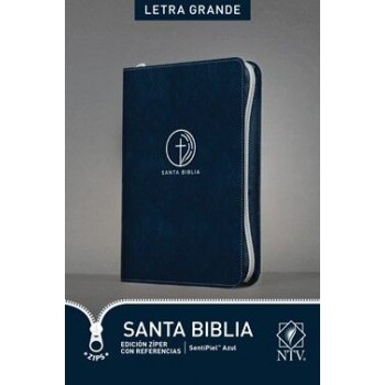 Santa Biblia NTV, Edición zíper con referencias, letra grande imitación piel Azul