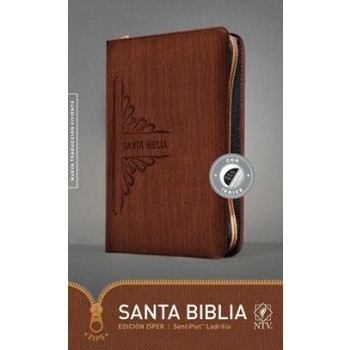 Santa Biblia NTV, Edición zíper, i /piel marrón ladrillo con índice
