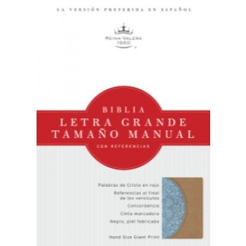 Biblia RVR60 Letra Grande Manual Referencias Piel Italiana Celeste/Caqui