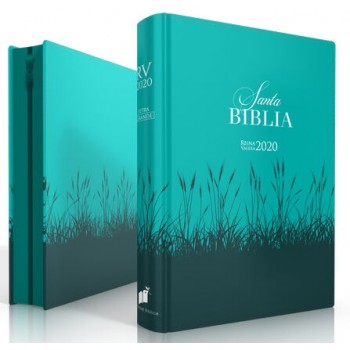 Biblia Reina Valera 2020 Letra Grande con cierre i/piel Turquesa diseño trigo