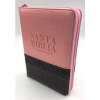 Biblia Reina Valera 1960 letra súper gigante piel italiana cierre/índice rosa/marrón