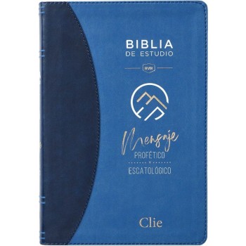 Biblia de estudio RVR77 Mensaje profético y escatológico i/piel azul con índice