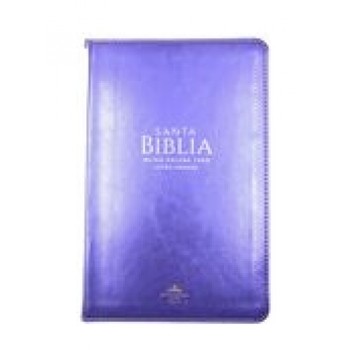 Biblia Reina VAlera 1960 Tamaño manual letra grande 12 puntos i/piel con cierre y índice lila