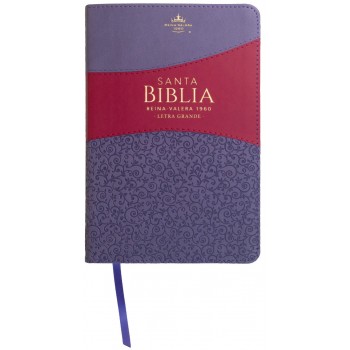 Biblia Reina VAlera 1960 Tamaño manual letra grande 12 puntos i/piel bitono lila/fucsia