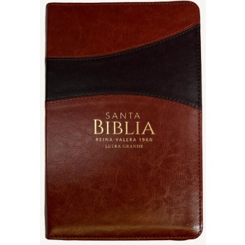 Biblia Reina VAlera 1960 Tamaño manual letra grande 12 puntos i/piel bitono con cierre marrón/marrón