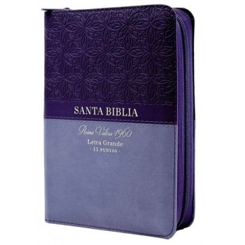 Biblia RVR60 Tamaño portátil Letra 11 puntos i/piel con cierre/índice BITONO LILA