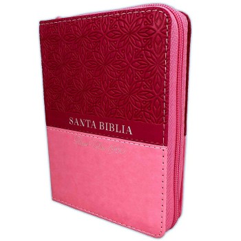 Biblia RVR60 de bolsillo Floral i/piel Rosa/rosa. Con índice y cierre