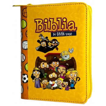 Biblia para niños Mi GRan Viaje RVR60 tamaño bolsillo i/piel con cierre Naranja