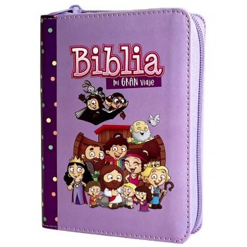 Biblia para niños Mi GRan Viaje RVR60 tamaño bolsillo i/piel con cierre lila