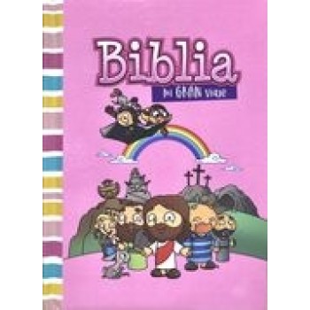 Biblia para niños Mi GRan Viaje RVR60 tamaño bolsillo Tapa dura rosa