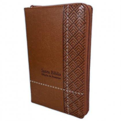 Santa Biblia de Promesas RVR-1960, Tamaño Manual / Letra grande, Piel especial con cierre e índice, Café