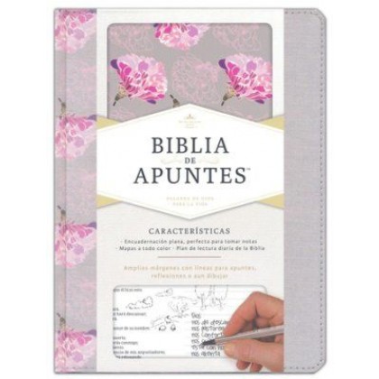 Biblia de apuntes RVR60 Tela Impresa Gris y Floreada