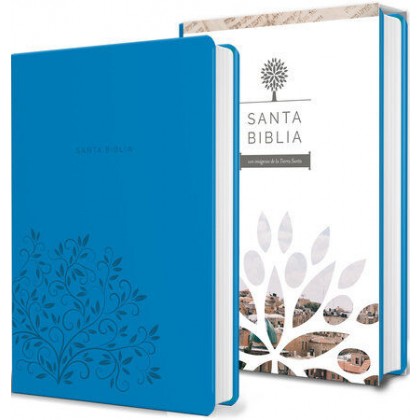 Biblia Reina Valera 1960 letra grande. Símil piel azul, tamaño manual