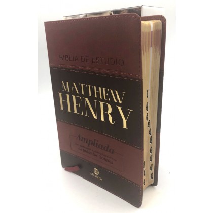 Biblia de estudio Matthew Henry i/piel marrón/marrón con índice