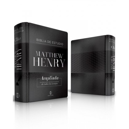 Biblia de estudio Matthew Henry piel fabricada negra con índice