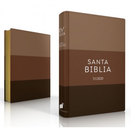 Biblia Reina Valera 2020 Letra Grande i/piel tricolor marrón/café oscuro/café claro