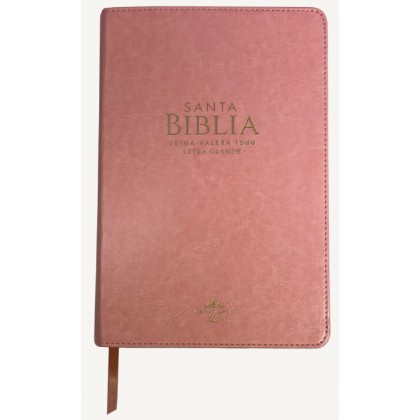 Biblia Reina VAlera 1960 Tamaño manual letra grande 12 puntos i/piel con índice rosa claro