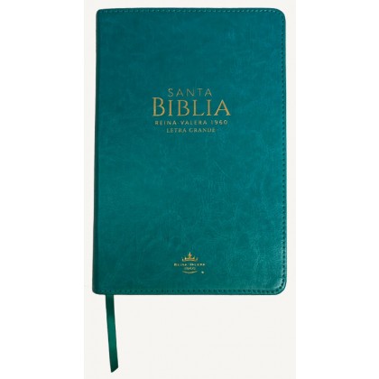 Biblia Reina VAlera 1960 Tamaño manual letra grande 12 puntos i/piel con índice turquesa