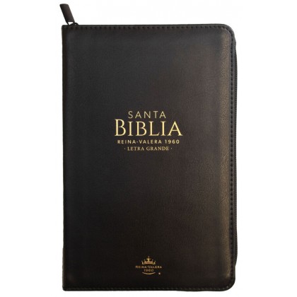 Biblia Reina VAlera 1960 Tamaño manual letra grande 12 puntos i/piel con cierre negro