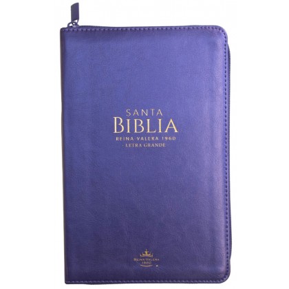 Biblia Reina VAlera 1960 Tamaño manual letra grande 12 puntos i/piel con cierre lila