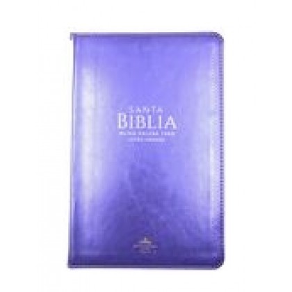 Biblia Reina VAlera 1960 Tamaño manual letra grande 12 puntos i/piel con cierre y índice lila