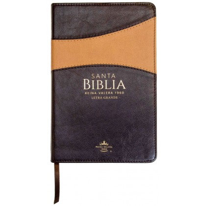 Biblia Reina VAlera 1960 Tamaño manual letra grande 12 puntos i/piel bitono con índice café/café