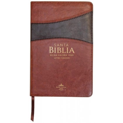 Biblia Reina VAlera 1960 Tamaño manual letra grande 12 puntos i/piel bitono con índice marrón/marrón