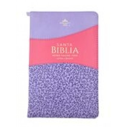 Biblia Reina VAlera 1960 Tamaño manual letra grande 12 puntos i/piel bitono con cierre/índice lila/fucsia