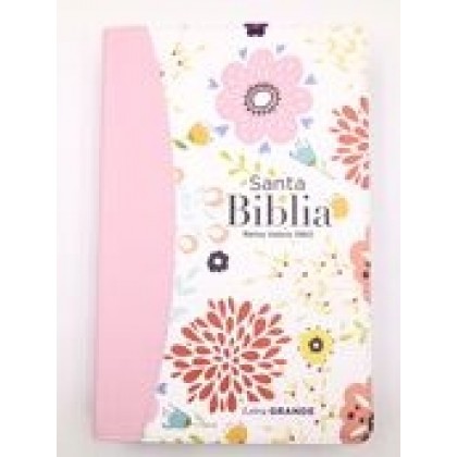 Biblia Reina Valera 1960 Tamaño manual Letra Grande 12 puntos i/piel impresa canto pintado Fantasía rosa