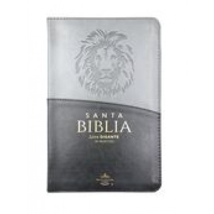 Biblia Reina VAlera 1960 Tamaño manual letra gigante 14 puntos i/piel bitono con cierre/índice negro/gris León