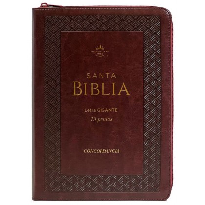 Biblia Reina VAlera 1960 Tamaño gigante Letra 15 puntos i/piel bitono con cierre/índice marrón estilo clásico