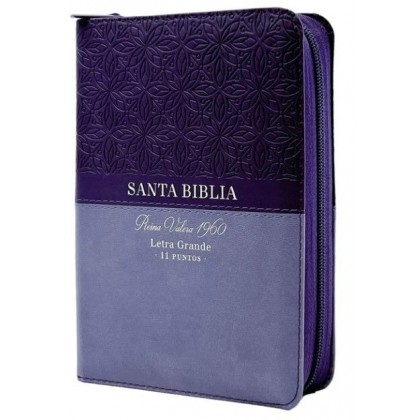 Biblia RVR60 Tamaño portátil Letra 11 puntos i/piel con cierre/índice BITONO LILA