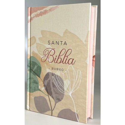 Biblia RVR60 Tamaño manual letra grande tela sobre tapa dura Beige flores