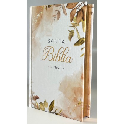 Biblia RVR60 Tamaño manual letra grande tela sobre tapa dura Flores de otoño