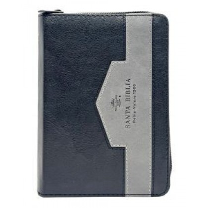 Biblia de bolsillo RVR60 Elegante negro/gris con cierre e índice